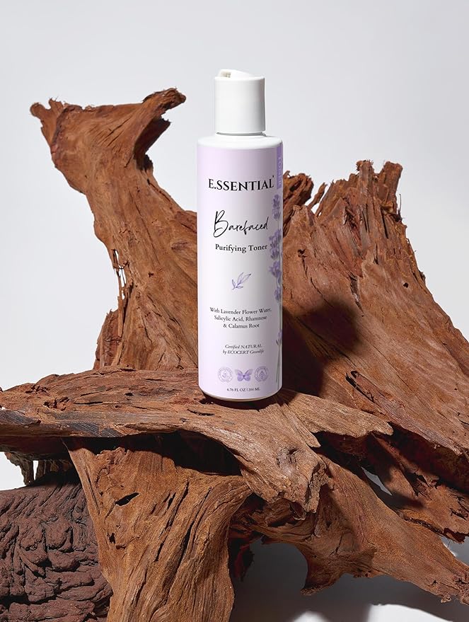 E.ssential Barefaced Purifying Toner, 6.76 FL OZ, Clears pores, balances Skin pH, All Natural, with Lavender Flower Water, Salicylic Acid, Rhamnose and Calamus Root