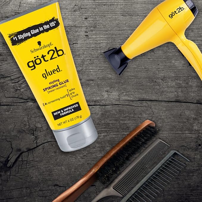 Got2B Glued Styling Spiking Hair Gel 2-6 oz tubes + 1 Travel 1.25 oz tube,(Pack of 12)