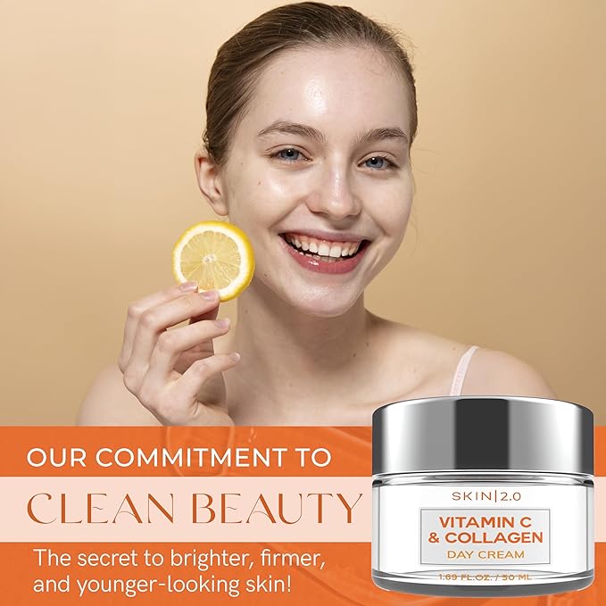 Vitamin C & Collagen Face Moisturizer – Hydrating Anti Aging Cream for Smooth & Radiant Skin, Firms & Revives Dull Complexion – Dermatologist Tested, Korean Skin Care, Clean Beauty – 2 Pack