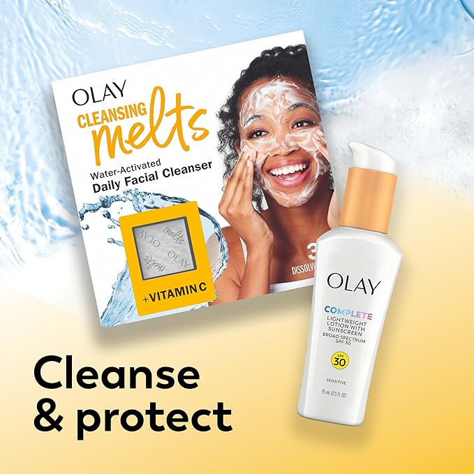 Olay Face Moisturizer, Complete with Sunscreen SPF 30, Fragrance-Free for Sensistive Skin, Broad Spectrum Sun Protection, Long-Lasting Hydration, Non-Comedogenic - Vitamin E & Aloe - 2.5 Oz - 4 Pack