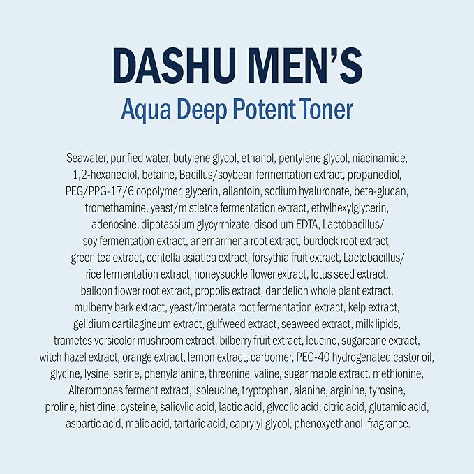 DASHU Mens Aqua Deep Potent Toner 5.17fl oz – Facial Toner, Tightens pores, All Skin Types, Recondition and purify Skin, Anti-Aging, Dead Skin Care, Moisturizing