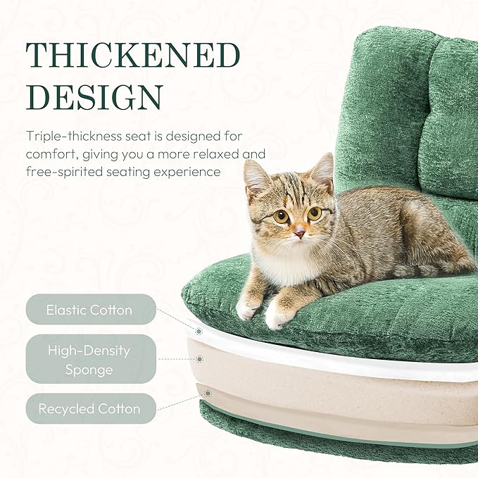 Dowinx Criss Cross Chair with Wheels, Dual-Layer Thickened Cushion, Premium Fabric Morden Home Vanity Chair Wide Seat, Olive Green