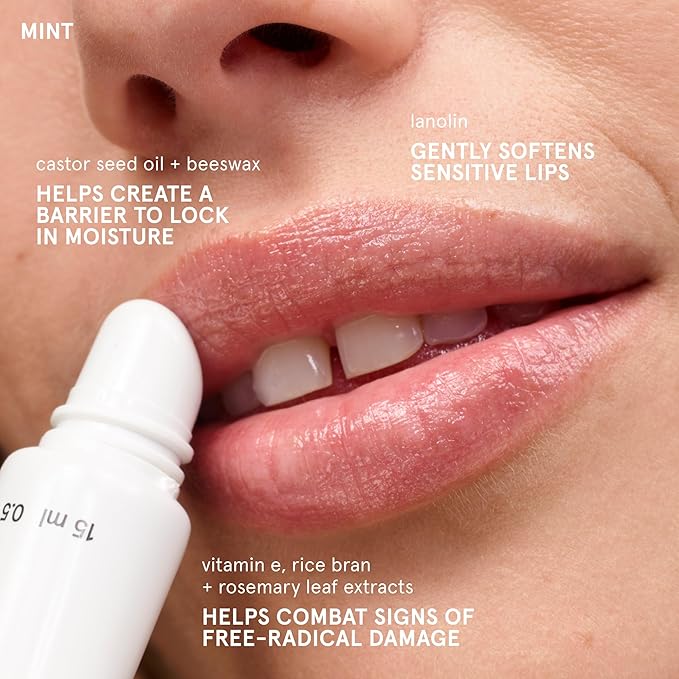 Glossier Balm Dotcom Hydrating Lip Balm - Universal Salve, Up to 12Hr Moisture - Lanolin, Beeswax & Castor Oil for Dry Lips, Cuticles & Skin - Mint, Clear Untinted, 15ml