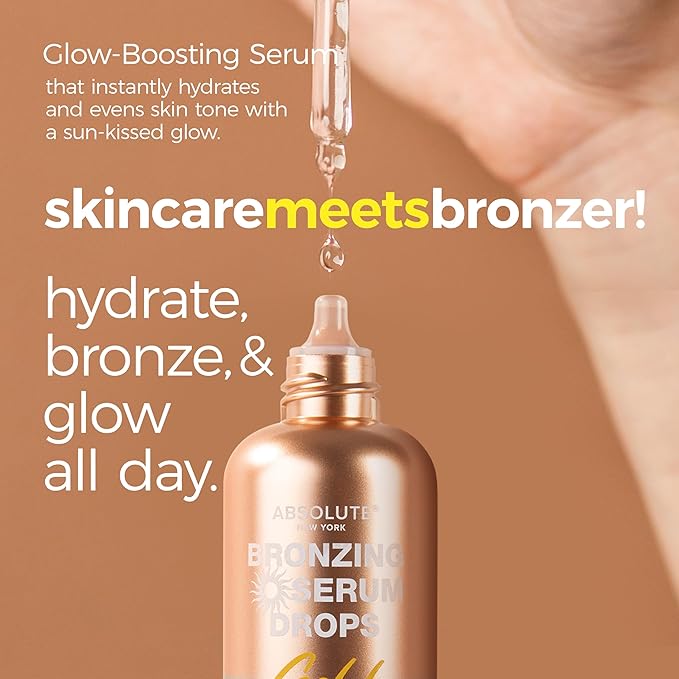 Absolute New York Bronzing Serum Drops with Vitamin C and Peptide; Radiant Hydration Delivers Natural Look (MFBS02 Copper)
