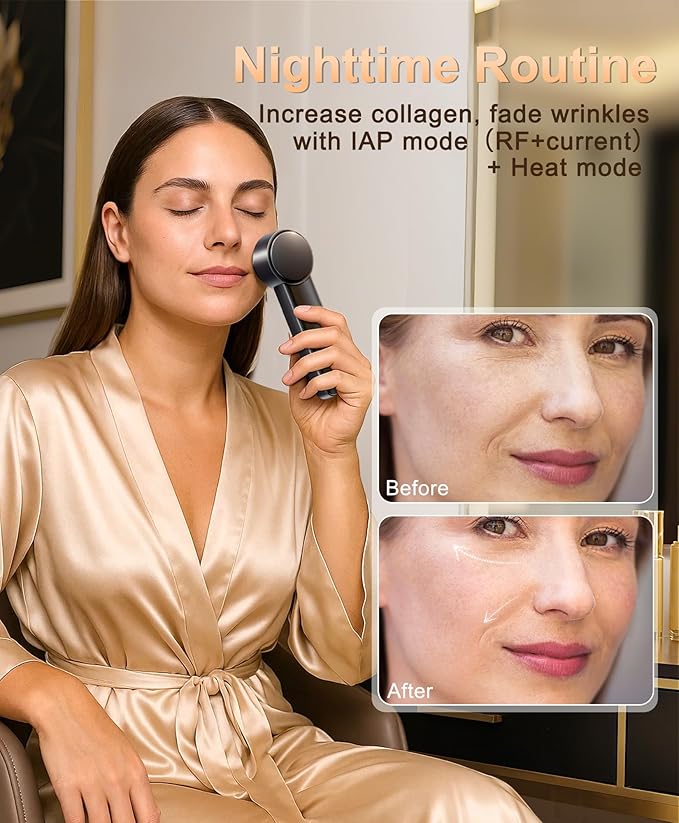Radio-Frequency Skin Tightening Device | 6 in 1 Home-RF Face Beauty Device | Professional Facial Skin Tightening | Lifting | Wrinkle Reducing | Anti Aging | Depuff | Increase Absorption(with Gel)