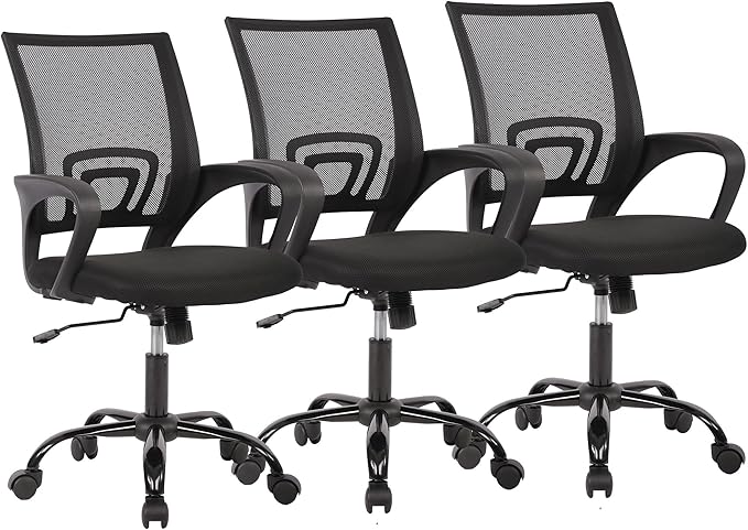 PayLessHere Office Computer Chair Ergonomic Cheap Desk Chair Adjustable Comfortable Mid Back Task Rolling Swivel with Lumbar Support for Home Office, Black
