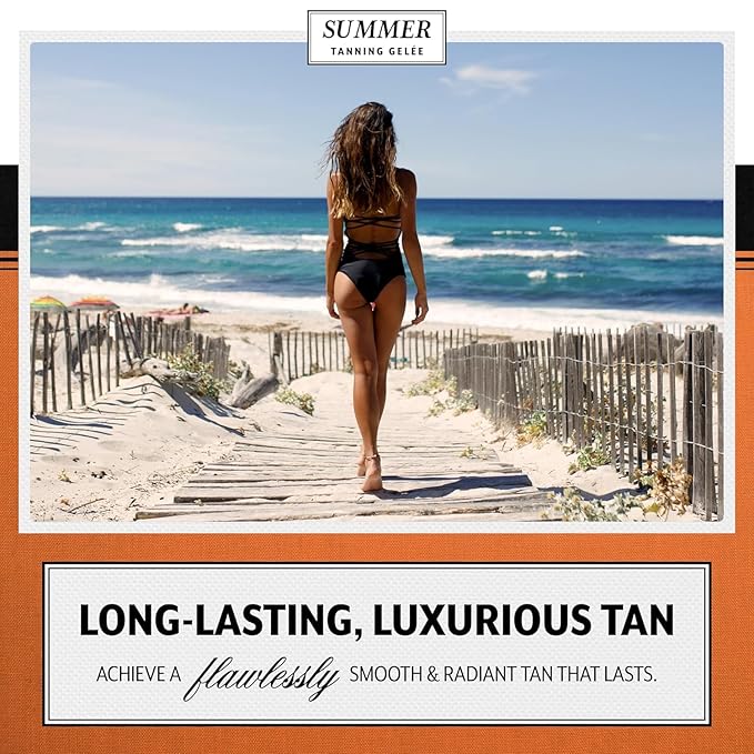Summer Gelée Tanning Gel SPF 4 Sunscreen | Deep Bronze Tan Accelerator | Bain de Soleil Alternative | No Orange Cast Bronzing Gel | Beach Pool & Tanning Bed | Non-Greasy Fast-Absorbing | 3.12 FL OZ
