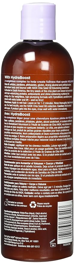 Hask Volumizing Conditioner, Chia Seed, 12 Ounce