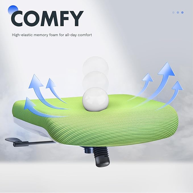 FLEXISPOT Ergonomic Office Chair Mesh Back Computer Chair Home Office Desk Chairs with Adjustable Lumbar Support/2D Headrest/Reliable Base, Elastic Foam Seat, Green, OC3 Cloud