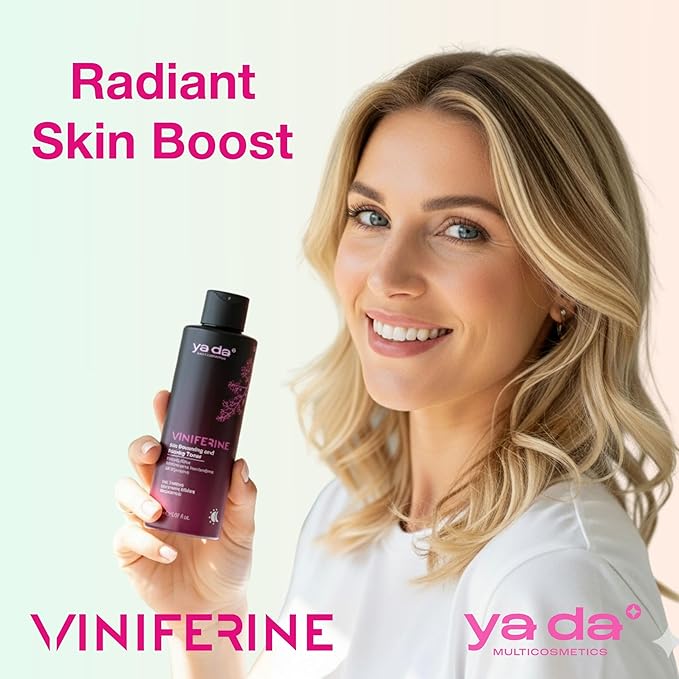 Yada Cosmetics Viniferine 4-Pc Set: Cleanser, Toner (5.07 fl oz), Serum (1.01 fl oz), Cream (1.69 fl oz). Dark Spot Corrector & Anti-Aging Routine. Brightening Skincare Kit. Vegan & Cruelty-Free