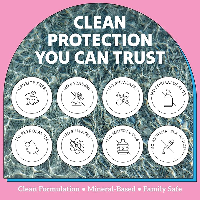 SPF 50 Mineral Sunscreen Powder, Broad Spectrum UVA/UVB Protection Sunscreen, Mess Free Brush On Applicator, Clean & Cruelty Free, Water Resistant (80 Minutes), Pink, Medium