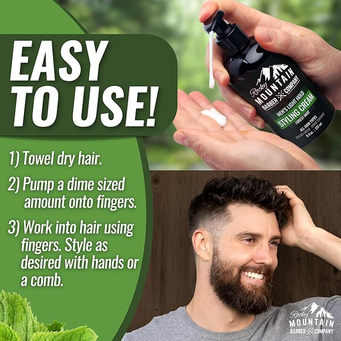 Men’s Hair Styling Cream – Style Your Hair in Seconds - Quick Styling Hair Product with a Light Reworkable Hold & Low Shine for Modern Hairstyles - No Artificial Fragrance - For All Hair Types - 8 oz | Styling, White