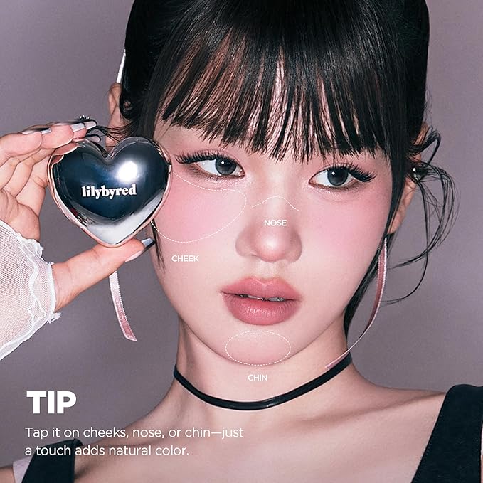 lilybyred Luv Beam Cheek Mousse | Heart-Shaped Korean Blush, Velvety Soft-Matte Texture, Pore-Blurring Finish, Buildable & Blendable Color, Natural Flush, 0.13 oz. (01 Apricot Mousse)