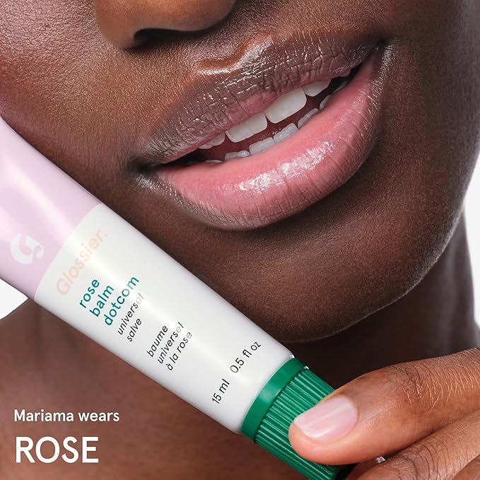 Glossier Balm Dotcom Hydrating Tinted Lip Balm - Universal Salve, Up to 12Hr Moisture for Dry Lips, Cuticles & Skin - Lanolin, Beeswax & Castor Oil - Rose, Pink Tint, 15ml