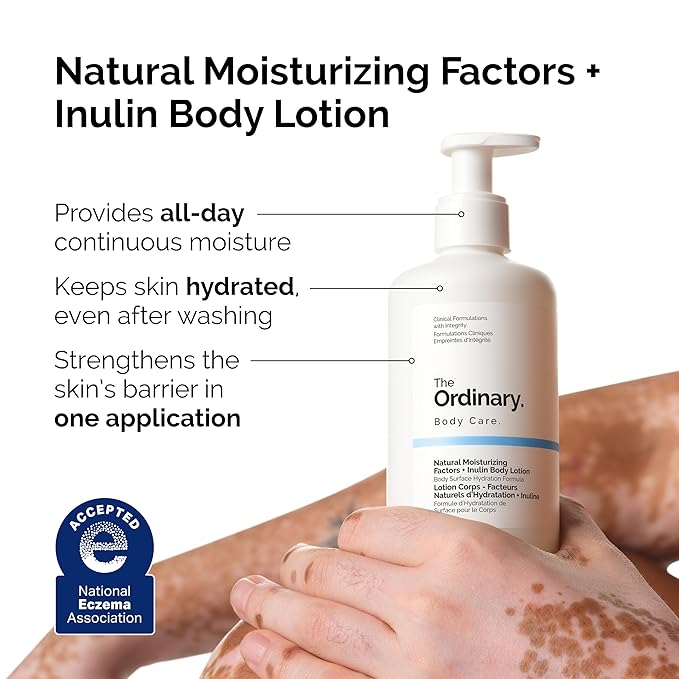 The Ordinary Natural Moisturizing Factors + Inulin Body Lotion, Lightweight Hydration for All-Day Moisture & Skin Barrier Support, Accepted by the National Eczema Association, 8.1 Fl Oz