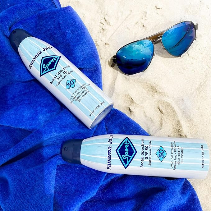 Panama Jack Sport Sunscreen Spray - SPF 30, Broad Spectrum UVA/UVB Protection, PABA, Paraben, Gluten & Cruelty Free, Water Resistant (80 Minutes), 5.5 OZ (Pack of 6)