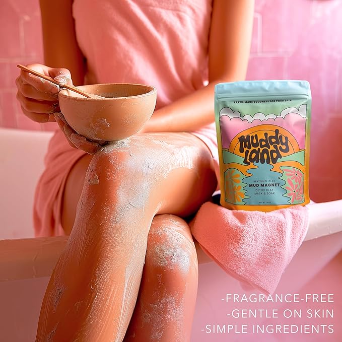 Bentonite Clay Detox Mud Bath Soak & Full Body Mud Mask - Magnetic Clay Bath with Epsom Salt, Body & Face Mask, Gift for Her - Mud Magnet by Muddyland