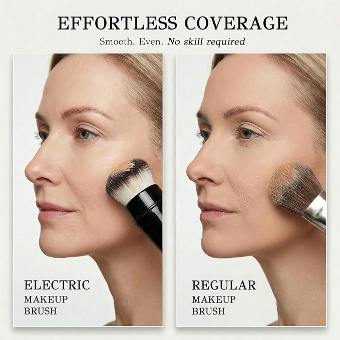 360° Rotating Makeup Brush with 2 Replaceable Brush Heads, 2 Adjustable Speeds, Fast and Smart Electric Makeup Application, Time-Saving, Valentines Day Gifts