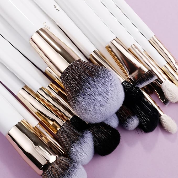 Makeup Brush Set (24 Pieces) - Includes Foundation, Powder, Concealers, Highlighter, Contour, Eye Shadows & Blush Brushes - Face & Eye Make Up Brushes with Soft Bristles - Leather Case Included