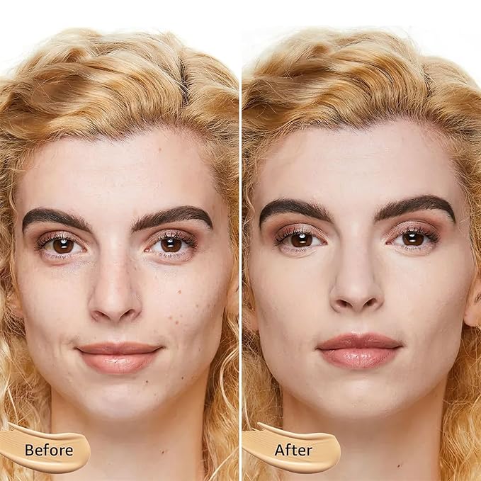 Air Cushion Foundation - 2-in-1 CC & BB Cream for Mature Skin, Moisturizing Concealer with Brightening & Long-Lasting Formula for All Skin Types (Ivory)