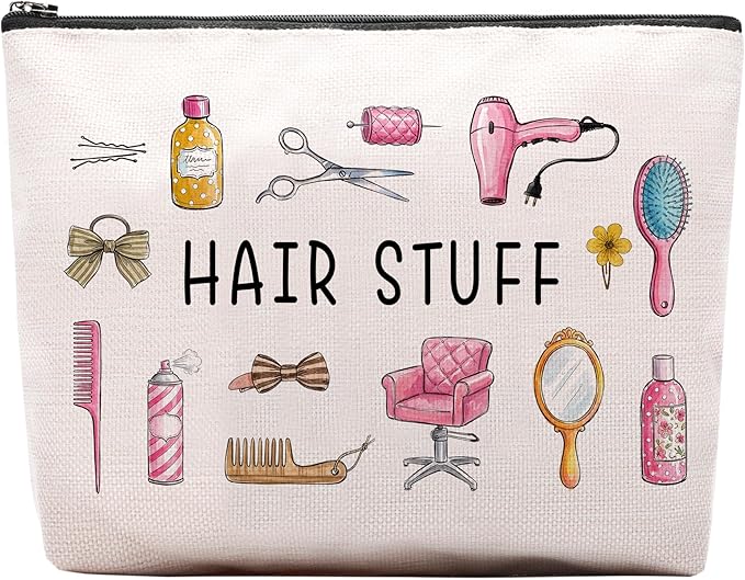 Hair Stuff Makeup Bag, Hair Stuff Gifts For Women, Funny Makeup Pouch, Travel Toiletry Bag With Zipper, Birthday Gifts For Mom, Travel Toiletry Bag