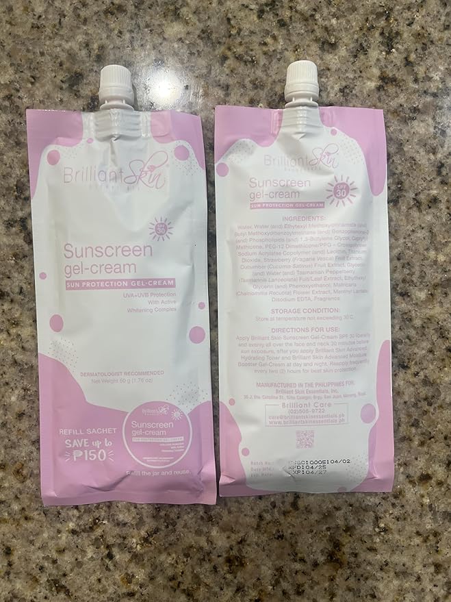 Brilliant Skin Sunscreen Gel-Cream Refill Sachets, 50g, Pack of 2