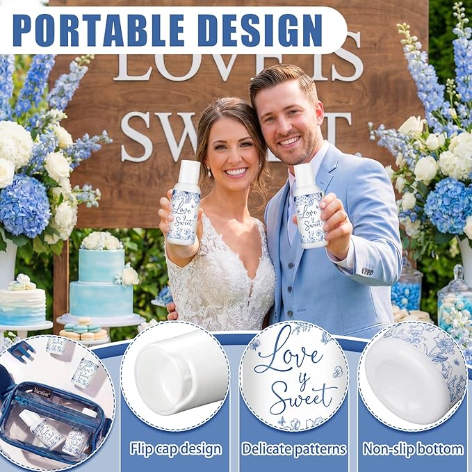 24 Pcs Something Blue Before I Do Bridal Shower Travel Size Mini Sunscreen Bulk SPF30+ Sunscreen Blue Flowers Love Is Sweet Wedding Party Favors for Guests Thank You Gifts, 1 Fl. oz