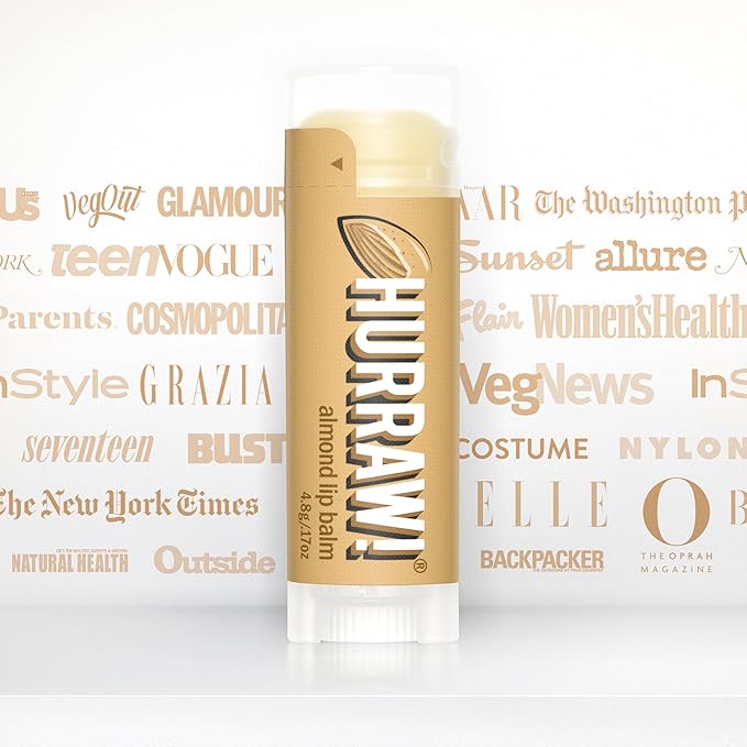Hurraw! Almond Lip Balm: Organic, Certified Vegan, Cruelty and Gluten Free. Non-GMO, 100% Natural Ingredients. Bee, Shea, Soy and Palm Free. Made in USA