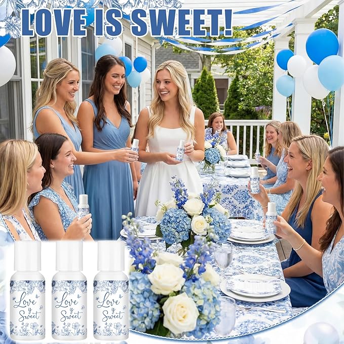 24 Pcs Something Blue Before I Do Bridal Shower Travel Size Mini Sunscreen Bulk SPF30+ Sunscreen Blue Flowers Love Is Sweet Wedding Party Favors for Guests Thank You Gifts, 1 Fl. oz