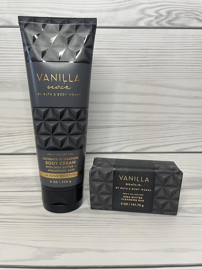 Bath & Body Works Vanilla Noir Ultimate Hydration Body Cream and Body Cleansing Bar 2 Piece Set