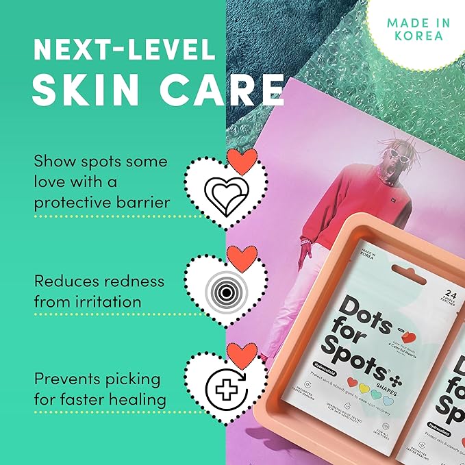 Dots for Spots Pimple Patches For Face - Fast Acting, Translucent Hydrocolloid Zit Patches that Unclog Pores Korean Skin Care, Hearts, 24 Patches