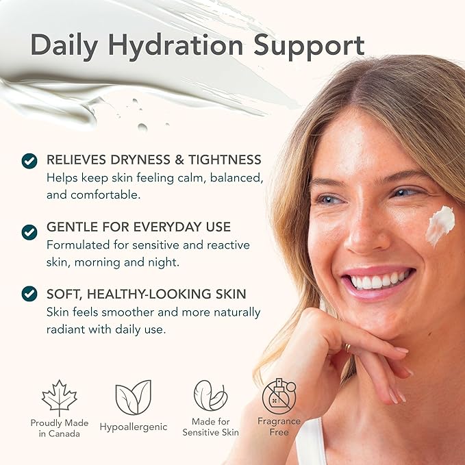 Riversol Daily Face Moisturizer for Normal to Dry & Rosacea-Prone Skin | Fragrance Free Lightweight Hydrating Cream | Redness Relief w/Vitamin C & E | Dermatologist Developed | 4 Month Supply