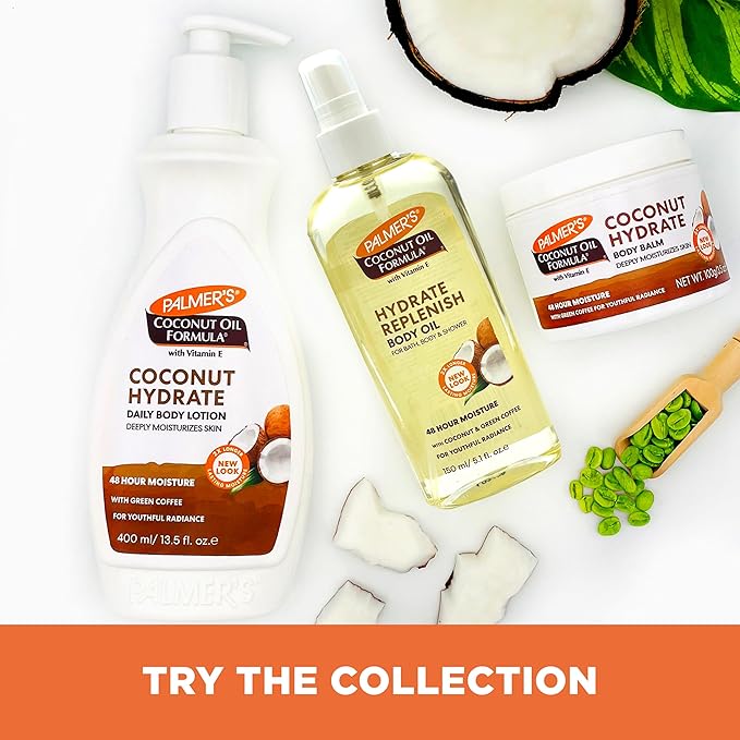 Palmer's Coconut Oil Formula Body Lotion for Dry Skin,Hand & Body Moisturizer with Green Coffee Extract & Vitamin E,Pump Bottle,13.5 Fl Oz,(Pack of 2)