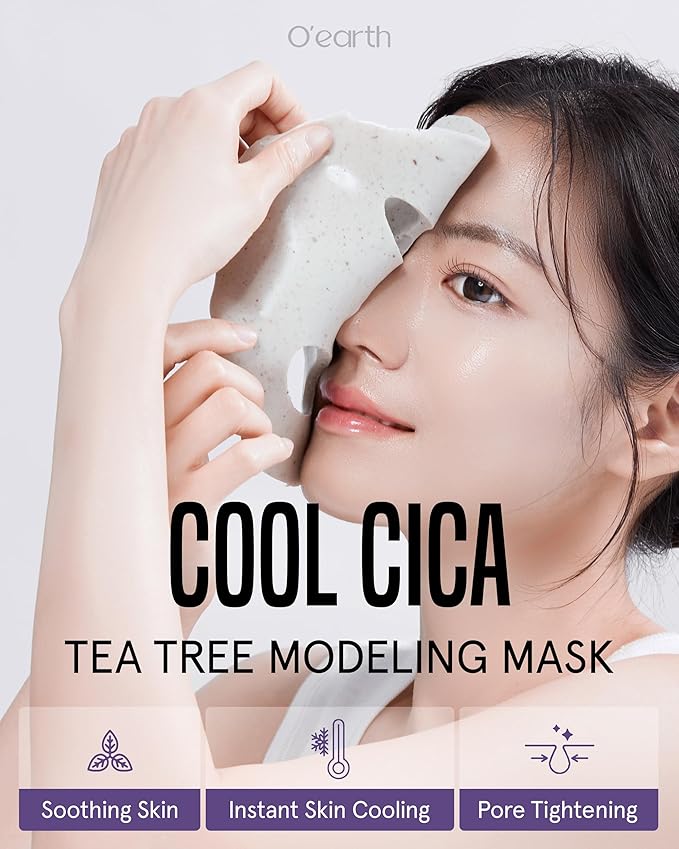 O’earth Cool Cica Tea Tree Modeling Mask + Mild Calming Vegan Toner Pad Bundle