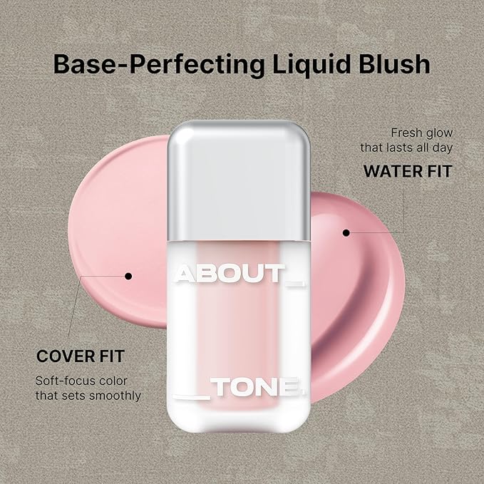 ABOUT TONE Skin Layer Fit Blusher – Semi Matte Cover Fit & Semi Glow Water Fit – High-Fitting Liquid Blush for Longwear Color, Intense Pigment, Smooth Adhesion – Korean Beauty (C04 SALMON MILK)