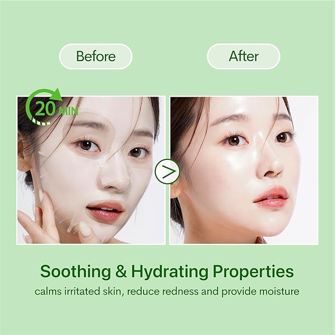 Innerest Luna Bunny 24PK Facial Sheet Mask, Brightening, Nourishing & Hydrating Korean Skincare for Self Care, Home Spa with Aloe, Coconut, Vitamin & Hyaluronic (Aloe Vera)
