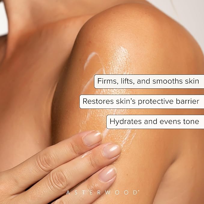 Asterwood Firming Body Cream & Moisturizer - with Matrixyl 3000 Peptides, Ceramides, & Hyaluronic Acid - Firms, Smooths, Hydrating, Lifts - Fast-Absorbing - Fragrance-Free, Cruelty-Free - 7 Fl Oz