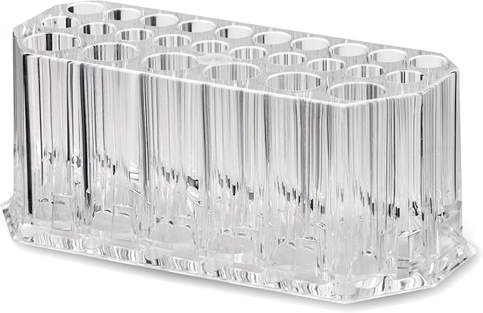 BY ALEGORY Acrylic Makeup Brush Organizer Slim Handle Storage Holder 26 Space Organization Cosmetic Storage Display Case Refillable Container (2)