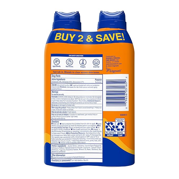 Banana Boat Sport Ultra SPF 30 Sunscreen Spray | Banana Boat Sunscreen Spray SPF 30, Water Resistant, Oxybenzone Free, 6oz each Twin Pack