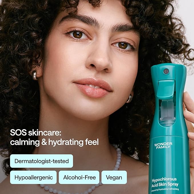 Hypochlorous Acid Spray for Face and Skin - Body & Facial Toner for Acne - Eyelid Cleanser - Moisturizing Face Spray Mist Hydrating - 6.8 Fl Oz - 12 Blemish Patches