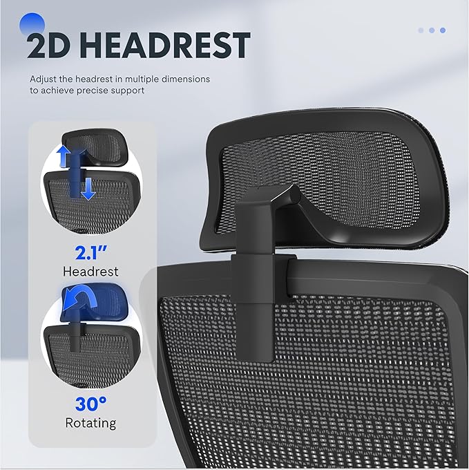 FLEXISPOT OC3 Air Ergonomic Office Chair with Footrest, High Back Computer Chair with Adjustable Lumbar Support/3D Headrest, Desk Chairs for Home Office Gaming Working, Black,Mesh Seat,Air-F