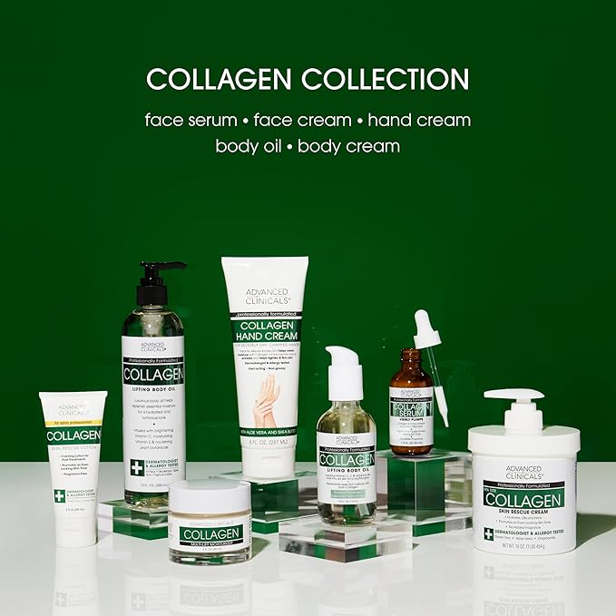 Advanced Clinicals Collagen Cream Gel-Like Facial Lotion | Collagen Peptide + Hyaluronic Acid Moisturizer For Face Helps Hydrate Dry Skin & Improve Appearance Of Wrinkles & Fine Lines, 2 Fl Oz
