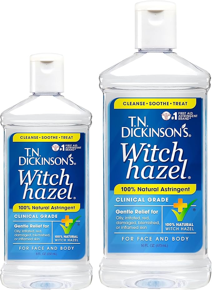 Dickinson's Witch Hazel Astringents - 100% Natural 8 fl oz and Alcohol-Free Moisturizing 16 oz