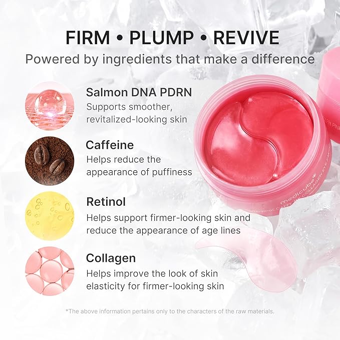 medicube PDRN Glass Glow Facial & Eye Duo: PDRN Caffeine Collagen Eye Patch and Salmon DNA PDRN Serum | For Dark Circles, Puffiness, Firming & Radiance Set | Korean Skincare, GIfts for Women