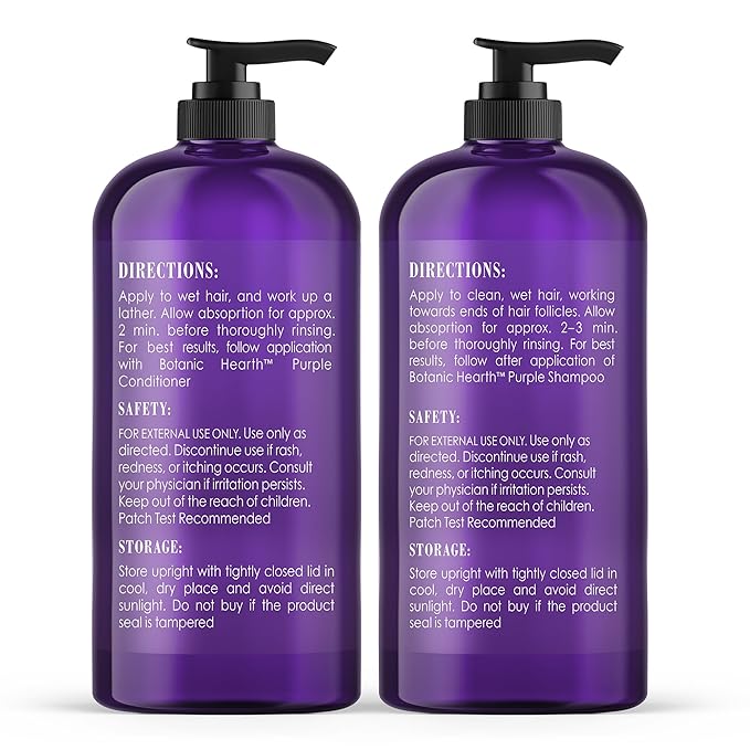 Botanic Hearth Purple Shampoo And Conditioner Set | For All Shades Of Blonde, Silver And Gray Hair | Enhances Highlights | Sulfate Free, Paraben Free, 16 Fl Oz Each