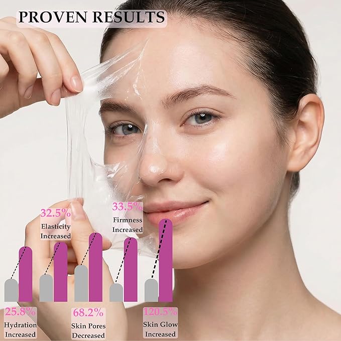 Collagen Face Mask 2 Pack – Korean Formula – Peel Off Overnight Face Mask for Glass Skin, Hydrating & Firming Collagen Mask with Brush, Korean Skincare for Elasticity & Glow (2.53 fl oz)