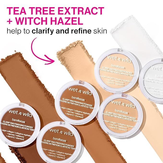 wet n wild Bare Focus Clarifying Finishing Powder | Matte | Pressed Setting Powder Translucent
