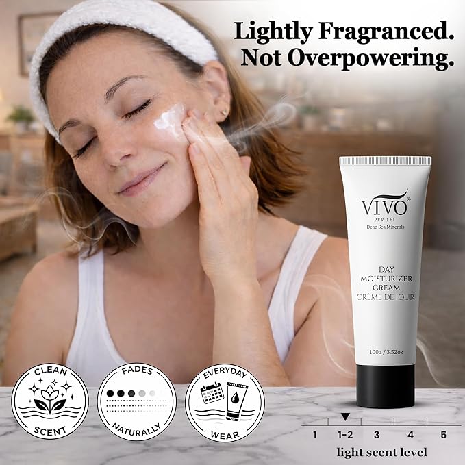 Vivo Per Lei Dead Sea Day Cream - Face Moisturizer for Women - Moisturizing, Hydrating, Non Greasy - 3.4 Fl. Oz. - Pack of 4