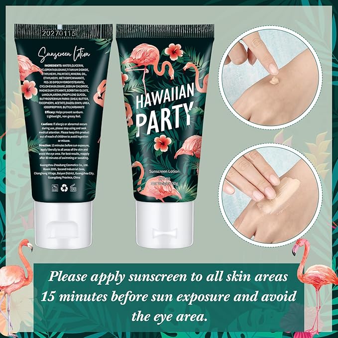 24 Pcs Mini Sunscreen Bulk for Summer Wedding Party Spf 30 Water Resistant Sunscreen Lotion Bulk 1oz Travel Size for Thank You Gifts Wedding Party Supplies(Skin Color Cream,Flamingo)