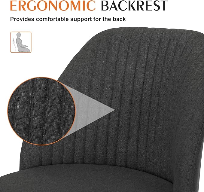 Sweetcrispy Armless Office Chair, Modern Fabric Home Office Desk Chairs with Wheels Adjustable Swivel Task Computer Vanity Seat for Small Spaces